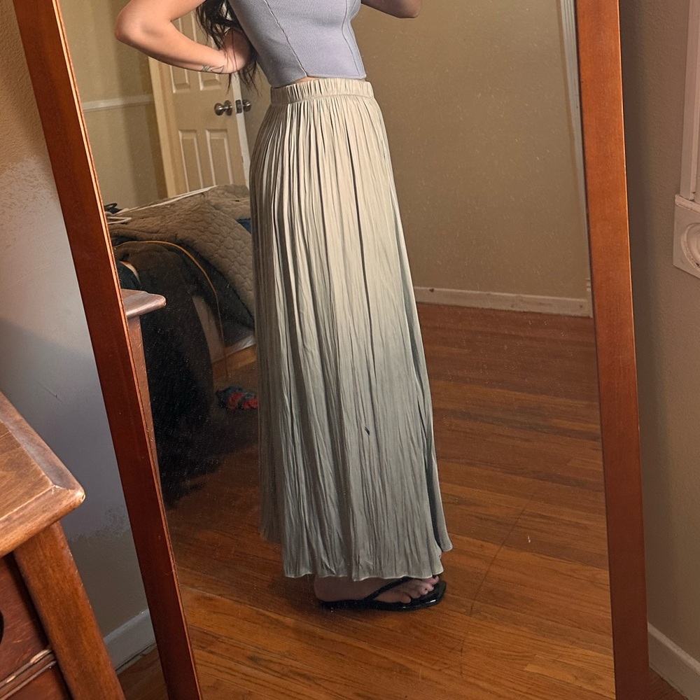 Zara sage green Maxi Skirt